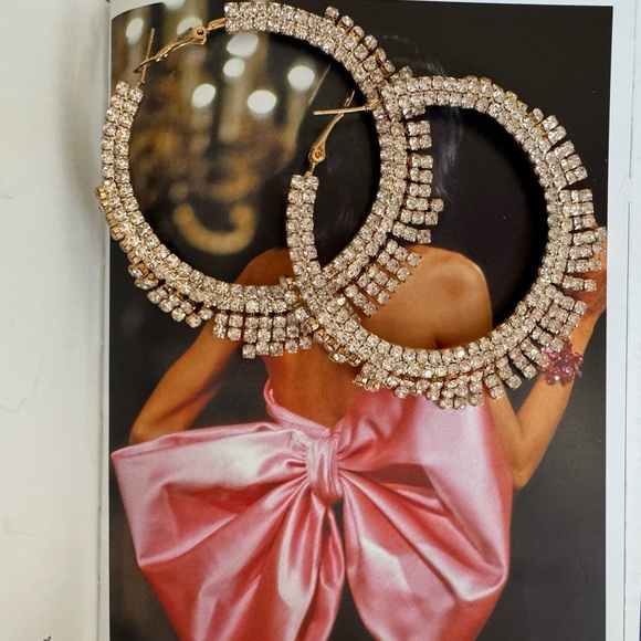 Rhinestone Hoop Earrings - Picture 5 of 5